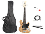 Gjazz Electric 5 String Bass Guitar Full Size Bag Strap Pick Connector 44996717