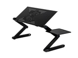 360-Degree Rotation Multifunctional Portable Folding Table with Fan & Mouse Black 35175416