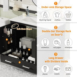 36" Black Bathroom Vanity with Ceramic Sink, Soft-Close Doors, Double Storage Shelves & Divided N729P276609B