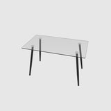 51" Dining Table Modern Minimalist Rectangular Glass for 4-6 with 0.31" Tempered Glass Tabletop and W2189P255605