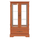 Glass Cabinet Lighted Glass Cabinet Curio Display Cabinet with Adjustable Glass Shelves 2 Doors and W2275P295883