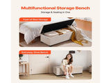 Upholstered Storage Ottoman Bench with Button-Tufted Design, Flip-Top Chest and Side Pockets, Metal 02223314