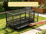 48" Heavy Duty Metal Dog Crate Kennel with Lockable Wheels Double Door Removable Tray Gray 94238926