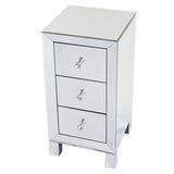 ZUN Modern and Contemporary Mirrored 3-Drawers Nightstand Bedside Table 34787396