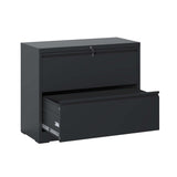 ZUN Lateral File Cabinet 2 Drawer, Black Filing Cabinet with Lock, Lockable File Cabinet for Home 56306792