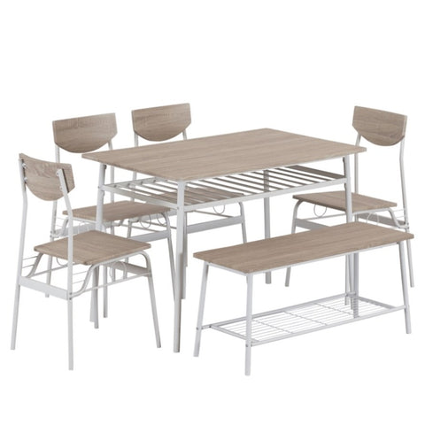 6-Piece Modern Dining Set for Home, Kitchen, Dining Room with Storage Racks, Rectangular Table, 14655245