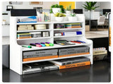 6-Tier Wooden Desktop Organizer, Adjustable Removable Shelves Craft Storage Rack with Anti-Fall 13638120