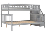 Twin over Full Stairway Bunk Bed with Storage, Gray 08886606