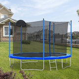 ZUN 12FT Trampoline for Adults & Kids with Basketball Hoop, Outdoor Trampolines w/Ladder and Safety W28550119