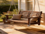Outvita Wooden Porch Swing, Outdoor Patio Swing, 44" Swing Bench with Hanging Chains and Reclined 21631313