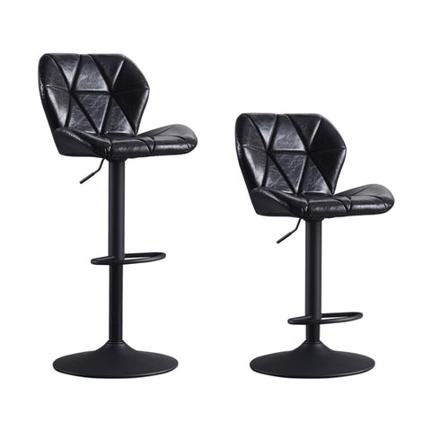 ZUN Faux Leather Swivel Bar Stools set of 2, Adjutable Height Metal Frame, Black 14483545