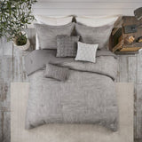 7 Piece Printed Seersucker Comforter Set Grey Cal King B03597116