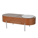 U-Can 47.2''Lift Top Coffee Table with 360-degree Marble-patterned rotating tray,Hidden Compartment, N724P228920D