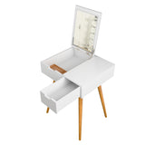 Small Makeup Vanity, Dresser Desk with 2 Drawers , Flip Top Mirror Organizer, Makeup Dressing W760P304948