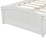 ZUN Twin size Platform Bed with Trundle, White 22438924