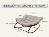 Larger Outdoor Rocking Patio Egg Rocking Indoor Papasan Rattan Wicker Lounge W2887P335742