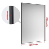 60"x36" Oversized Modern Rectangle Bathroom Mirror with Balck Frame Decorative Large Wall Mirrors W70881126