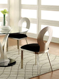 ZUN Contemporary Silver Metal Frame 2pc Dining Chairs Black Microfiber Seat Dining Room Oval Back Satin B011P232975