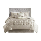 7 Piece Tufted Comforter Set Taupe King B03596864