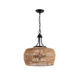 Boho Hemp Rope Pendant Light, Hand-Woven Jute Hanging Lamp with Adjustable Chain, Natural Rope Shade W1340P241300