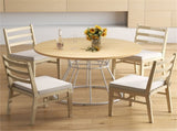 Natural 47" Round Dining Table , Family-Sized for 4-6 People, Hourglass Metal Base & Curved Tabletop 29145753