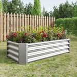 ZUN Metal Raised Garden Bed, Rectangle Raised Planter 4×2×1ft for Flowers Plants, Vegetables Herb Silver 12226437