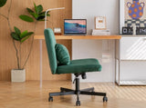 Green Velvet Criss Cross Armless Office Chair with Wheels - Versatile for Home Office, Meditation & W3394P329164