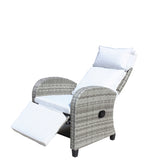 Outdoor Wicker Recliner Chair with Adjustable Backrest and Armrests,All Weather Conversation Chairs W209P292442