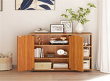 Adjustable Shelf Shoe Cabinet, 2-Door Enclosed 3-Tier Open Storage Organizer for Entryway-Natural 76717019
