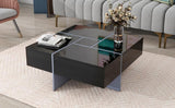 ZUN Unique Design Coffee Table with 4 Hidden Storage Compartments, Square Cocktail Table with Extendable 37447778