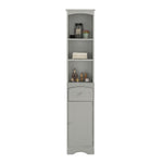 ZUN Tall Bathroom Cabinet, Freestanding Storage Cabinet with Drawer, MDF Board, Adjustable Shelf, Grey 54569192