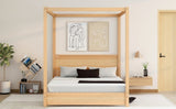 ZUN Queen Size Canopy Platform Bed with Headboard and Support Legs,Natural 12064477