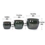 3 Pieces Ceramic Flowerpot, Modern Planter for Patio, Garden or Windowsills - Antique Blue Green W3273P321543