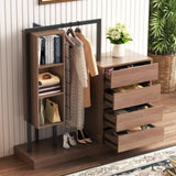 ZUN Wardrobe with 4 Drawers and 3 Shelves,Espresso N820P196888P