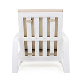 Patio Lounge Chair, Outdoor Club Chair with Beige Cushion and White Acacia Wood Frame N779P291591W