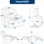 ZUN Dual Motor Heat Massage Infinite Position Up to 350 LBS Electric Power Lift Recliners with W1803P206487