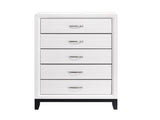 Modern Contemporary White Finish Storage Chest of 5x Drawers 1pc Wooden Bedroom Furniture B011P235880