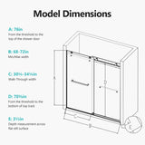 68-72 inches *76 inches Frameless Double Sliding Soft-Close Shower Door, 3/8 inches Thick W1552P174985