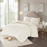 Full/Queen 3-Piece Tufted Cotton Chenille Medallion Duvet Cover Set B03597328