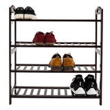 ZUN Concise 12-Batten 4 Tiers Bamboo Shoe Rack Coffee 55358061