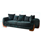 Modern Elegant Design 3 Seater Sofa with Wooden Legs, Comfortable Lambswool 5 Pillows for Living W2817P271192