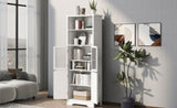 ZUN White Tall Storage Cabinet with Shelves and Doors for Bathroom, Kitchen and Living Room, MDF Board WF295070AAK