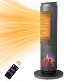 25" Tower Space Heater with 3D Flame, 1500W Portable Electric Heater with Thermostat, 60&deg 85626018
