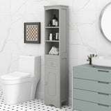 Tall Bathroom Cabinet, Freestanding Storage Cabinet with Drawer, MDF Board, Adjustable Shelf, Grey WF289423AAG