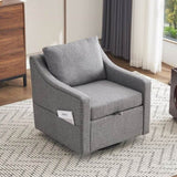 011-Linen Fabric 360&deg Swivel Accent Chair with Upholstered,One Back Pillow,Armrest with Rivets W527P190830