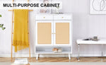 ZUN Modern minimalist storage cabinet, rattan shoe cabinet, bed top cabinet. Beautiful shape, suitable W1151P151509