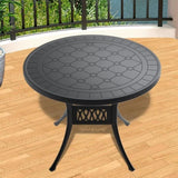 39.37-inch Cast Aluminum Patio Dining Table with Black Frame and Carved Texture on the Tabletop W1710P166011