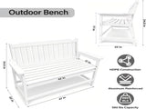 HDPE Outdoor Bench, Weather-Resistant Patio & Porch Bench With Aluminum-Reinforced Frame, 560 Lbs 21487707