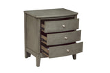 Bedroom Furniture 3 Drawers Nightstand Gray Finish Birch Veneer Nickel Hardware Bed Side Table B01146198