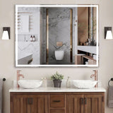 ZUN 48x36 inch LED Bathroom Vanity Mirror Wall Mounted Adjustable White/Warm/Natural Lights Anti-Fog W708P176761